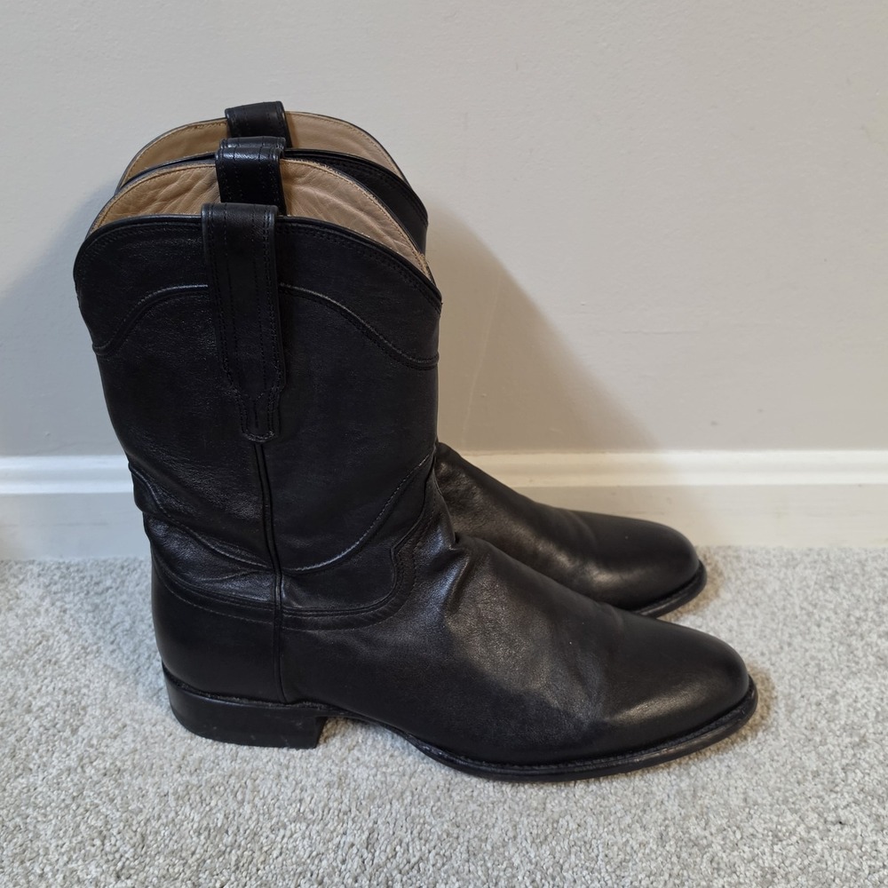 Tecovas The Earl Roper Boots Mens 11 D Midnight Black Leather Western Cowboy